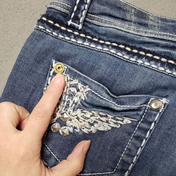 Cartise Denim medium-wash embroidered & beaded jeans. Size 10 - Picture 10 of 15